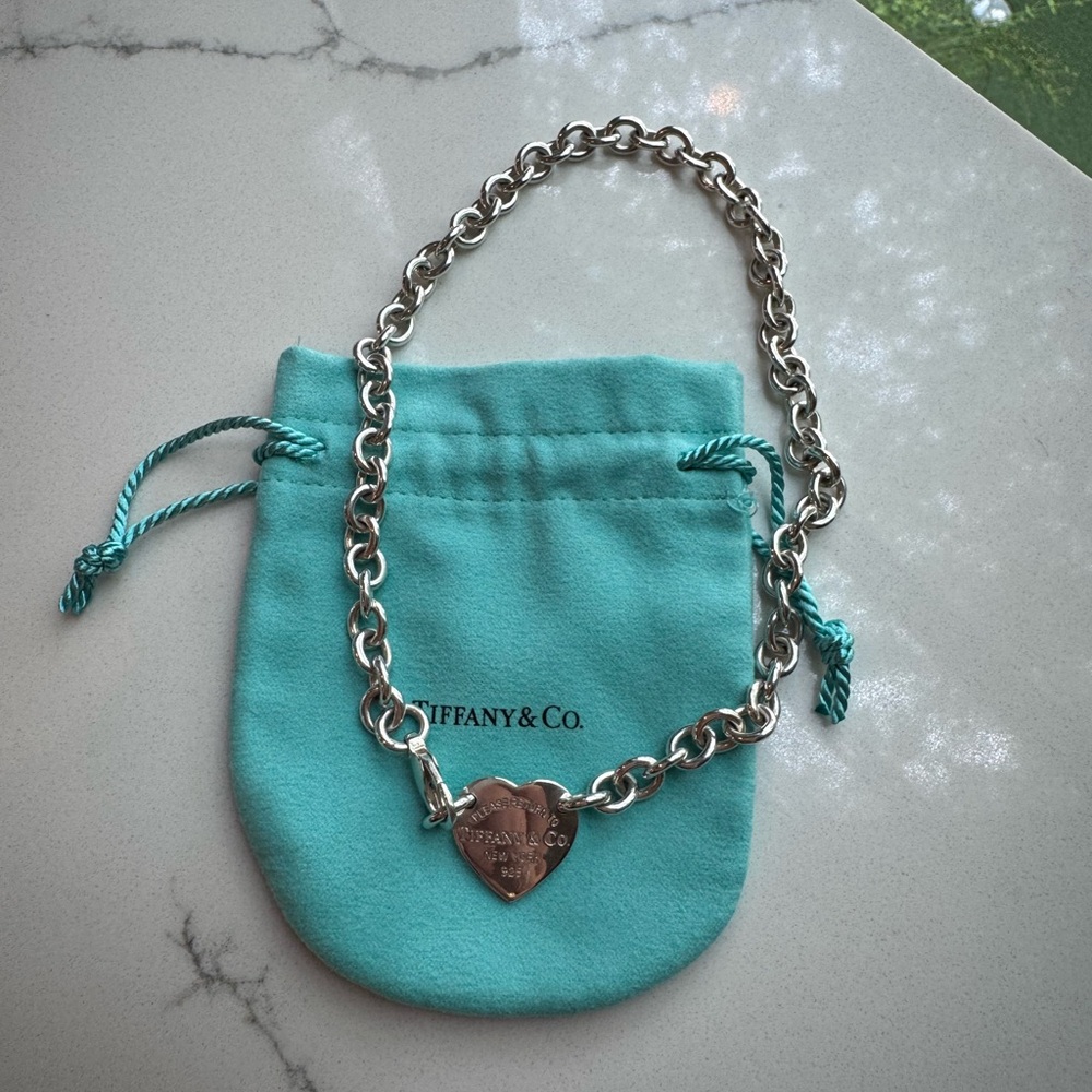 Tiffany & Co. - Heart Tag Chain Link Choker - Silver